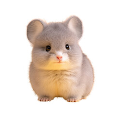 Obraz premium Cute Small Gray Animal With Big Ears and Round Body on White Background
