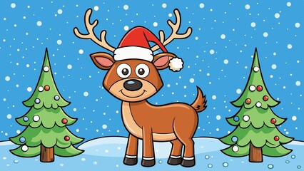 Reindeer  winter scene  snowy background
