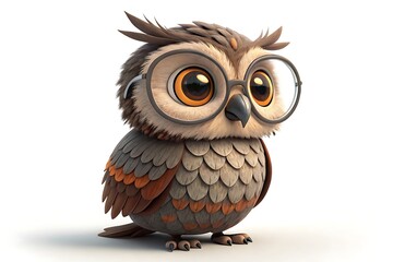 Naklejka premium Adorable Cartoon Owl with Glasses Cute and Whimsical Bird Illustration