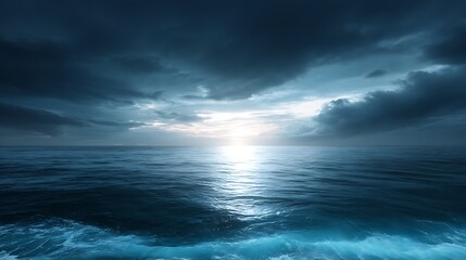 Obraz premium Oceanic Serenity Under Dramatic Skies Capturing the Essence of Nature s Power and Peaceful Beauty.