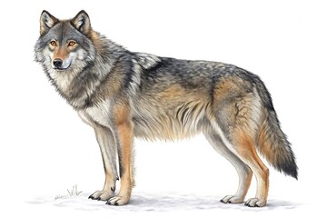 Obraz premium Majestic Gray Wolf Portrait High Resolution Wildlife Illustration