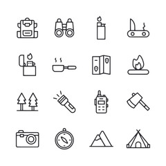 A set of icons for camping and outdoor activities