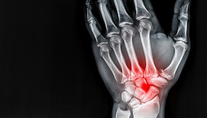 X-ray with signs of redness in the wrist bones