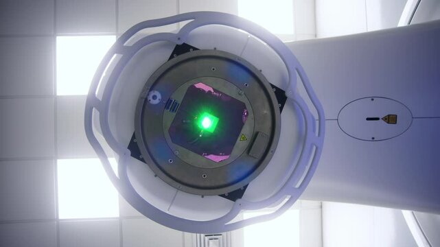 Advanced medical linear accelerator in therapeutic oncology for the treatment of patients with cancer. The concept of cancer therapy.