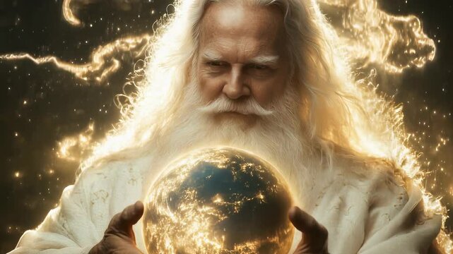 Almighty touch: God encompasses the Earth, highlighting the divine force shaping the world, representing creation, God's omnipotence, and the sacred presence pervading all corners of existence.