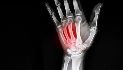 X-ray with signs of redness in the wrist bones