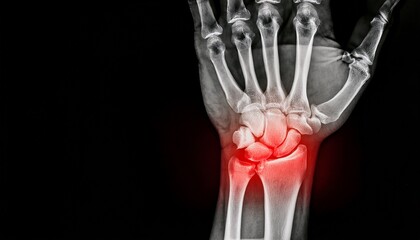 X-ray with signs of redness in the wrist bones