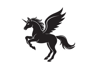 Obraz premium Flying horse unicorn silhouette vector
