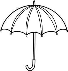 Simple Black Outline Drawing of an Umbrella with Curved Handle

