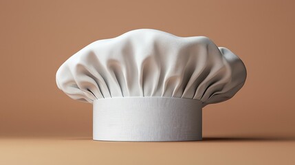 White Chef Hat on Brown Background: Culinary Symbol