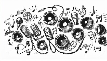 Obraz premium Music icons that look like they were hastily drawn by hand