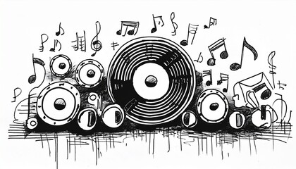 Obraz premium Music icons that look like they were hastily drawn by hand