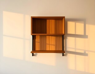 Shelf Enhanced by Warm Lighting, Casting Long Shadows on the Wall