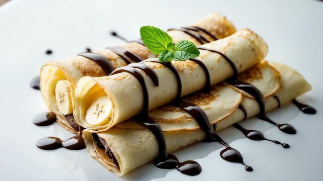 Banana and chocolate filled crepes