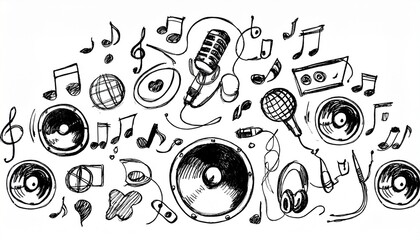 Obraz premium Music icons that look like they were hastily drawn by hand