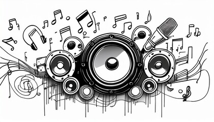 Obraz premium Music icons that look like they were hastily drawn by hand