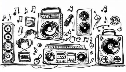 Music icons that look like they were hastily drawn by hand