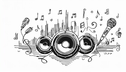 Music icons that look like they were hastily drawn by hand