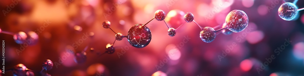 Poster molecular elegance: a mesmerizing composition of interconnected molecules suspended in a dynamic fie