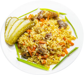 pilaf with meat and vegetables