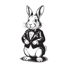  Classy Tuxedo Rabbit – Vintage Vector Illustration
