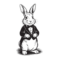  Classy Tuxedo Rabbit – Vintage Vector Illustration