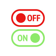 Switch on and switch off toggle button. Outlined vector design isolated illustration.