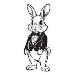  Classy Tuxedo Rabbit – Vintage Vector Illustration