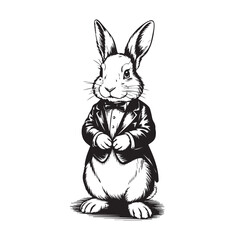  Classy Tuxedo Rabbit – Vintage Vector Illustration