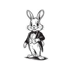 Classy Tuxedo Rabbit – Vintage Vector Illustration