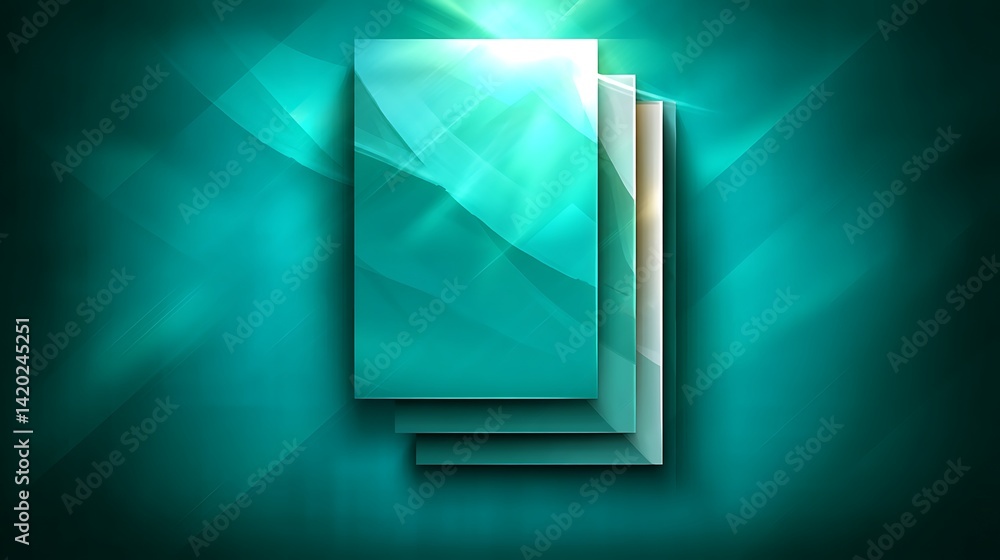 Poster radiant abstract layers design background with turquoise color scheme and artistic texture