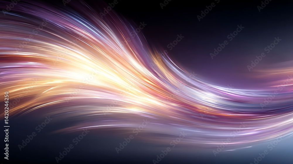 Poster radiant light waves streaming through the darkness a visual symphony of color and motion.