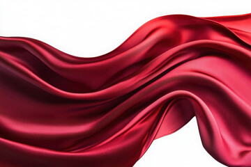 Obraz premium Elegant red silk fabric draping smoothly isolated on a white background for a luxurious and vibrant display