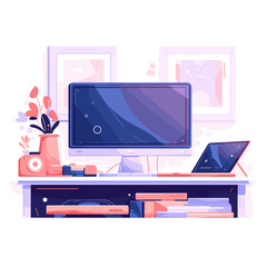 tv and computer with bubbles on display