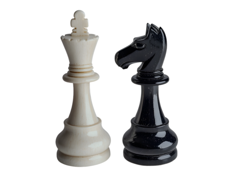 white queen and fallen black king chess pieces - Powered by Adobe