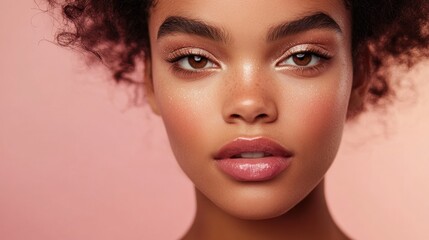 Close-up portrait of a young woman with glowing skin