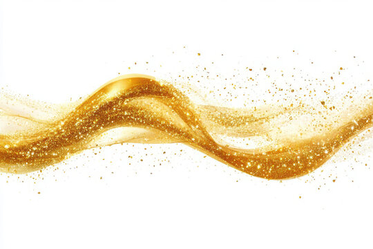 Elegant gold sparkle wave design element isolated on a white background with a touch of luxury and sophistication