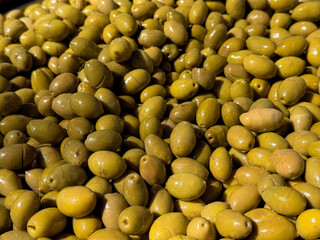 Green olives in a market
