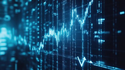 Fototapeta premium Dynamic blue graph illustrating market trends and financial analysis