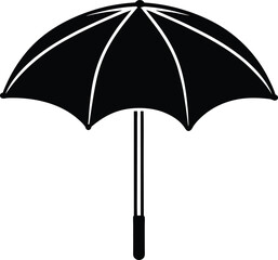 Minimalist Black Umbrella Icon with Elegant Design and Silhouette Style

