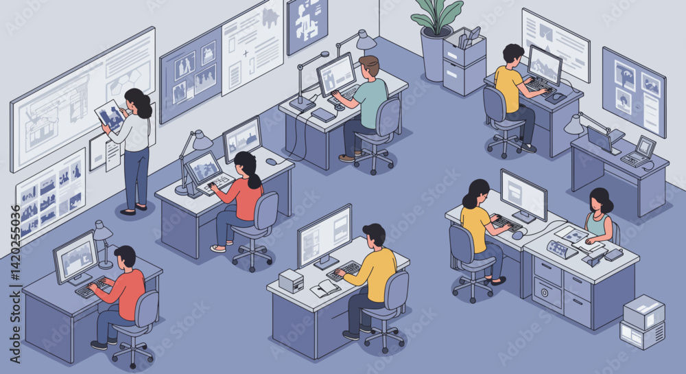 Poster collaborative team working in an office environment