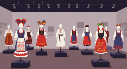 Obraz premium Traditional Dresses Displayed in Fashion Museum 