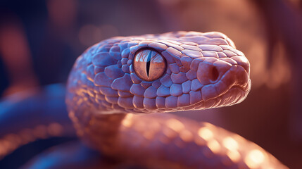 Fototapeta premium snake in the forest, Closeup Beautiful Blue Snake Exotic Wildlife Photography