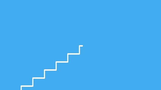 Simple animation of stairs rising up on blue background. Concept of business success, climbing career ladder.