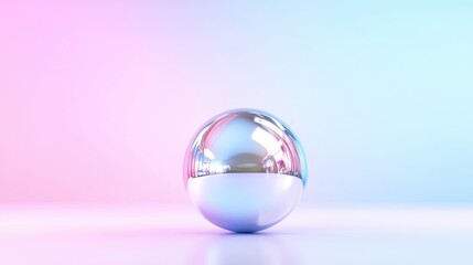 Reflective sphere on a pastel gradient background