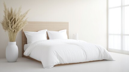 Modern bedroom with neutral tones and a minimalist aesthetic
