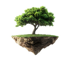 Floating Island with Lush Green Tree