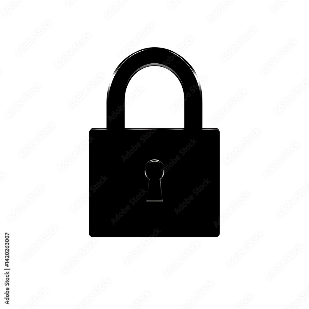 Poster secure access security lock protection system with a central keyhole mechanism black tone design.