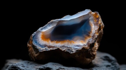 Obraz premium A captivating agate specimen, showcasing a vibrant inner structure