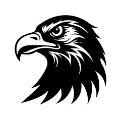 Obraz premium Black eagle head vector illustration, a wild bird symbol